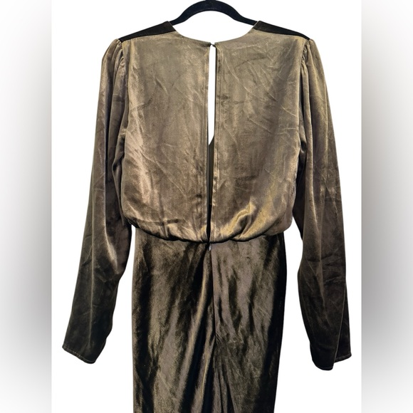 Reiss Klara Velvet Plunge V-Neck Long Sleeve Draped Maxi Dress Size 4 - Picture 7 of 16